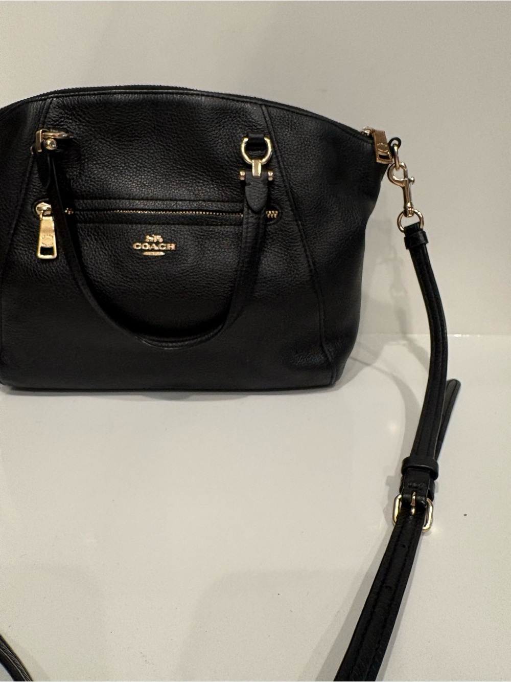 Coach Black Leather Satchel Bag with Gold Hardware - Picture 3 of 10